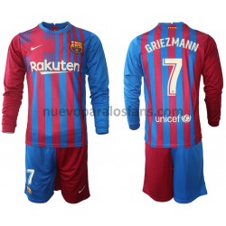 Camiseta de Fútbol FC Barcelona Antoine Griezmann 7 Niño Casa 2021-2022 Manga Larga