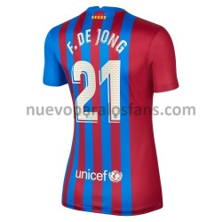 Camiseta de Fútbol FC Barcelona F.De Jong 21 Mujer Casa 2021-2022 Manga Corta
