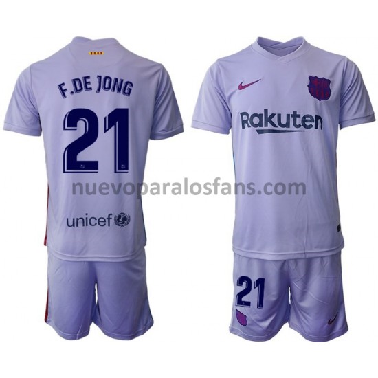 Camiseta de Fútbol FC Barcelona Frenkie de Jong 21 Niño Exterior 2021-2022 Manga Corta