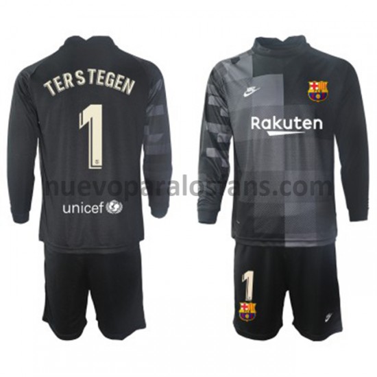 Camiseta de Fútbol FC Barcelona Portero Ter Stegen 1 Niño Exterior 2021-2022 Manga Larga