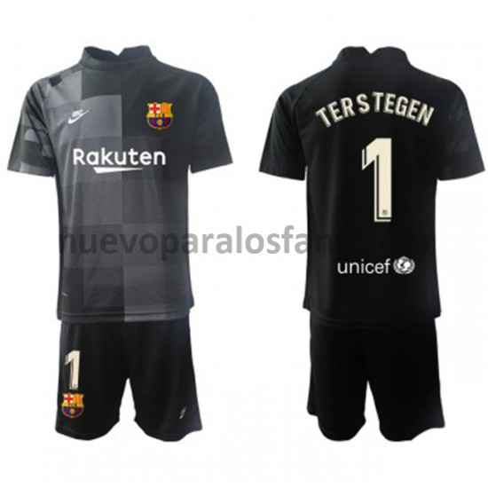 Camiseta de Fútbol FC Barcelona Portero Ter Stegen 1 Niño Exterior 2021-2022 Manga Corta