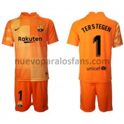 Camiseta de Fútbol FC Barcelona Portero Ter Stegen 1 Niño Casa 2021-2022 Manga Corta