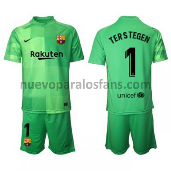 Camiseta de Fútbol FC Barcelona Portero Ter Stegen 1 Niño Tercera 2021-2022 Manga Corta