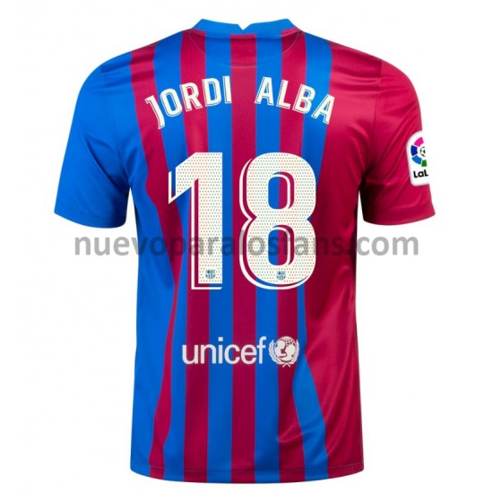 Camiseta de Fútbol FC Barcelona Jordi Alba 18 Casa 2021-2022 Manga Corta