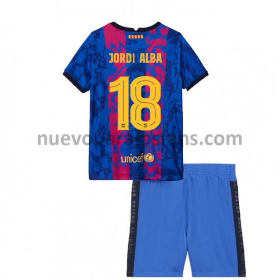 Camiseta de Fútbol FC Barcelona Jordi Alba 18 Niño Tercera 2021-2022 Manga Corta