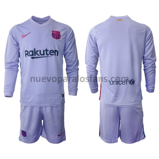 Camiseta de Fútbol FC Barcelona Niño Exterior 2021-2022 Manga Larga