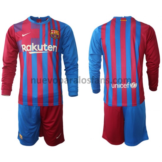 Camiseta de Fútbol FC Barcelona Niño Casa 2021-2022 Manga Larga