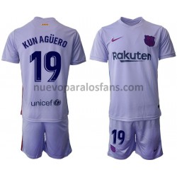 Camiseta de Fútbol FC Barcelona Kun Aguero 19 Niño Exterior 2021-2022 Manga Corta