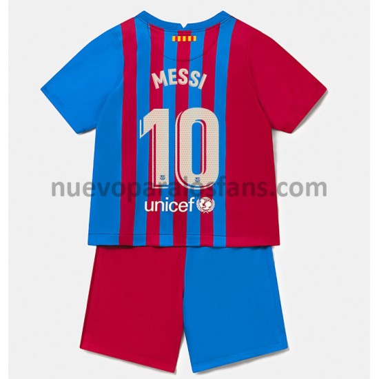Camiseta de Fútbol FC Barcelona Lionel Messi 10 Niño Casa 2021-2022 Manga Corta