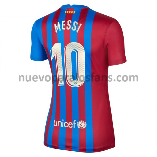 Camiseta de Fútbol FC Barcelona Lionel Messi 10 Mujer Casa 2021-2022 Manga Corta