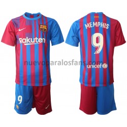 Camiseta de Fútbol FC Barcelona Memphis Depay 9 Niño Casa 2021-2022 Manga Corta