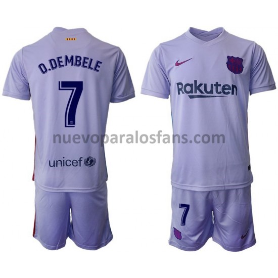 Camiseta de Fútbol FC Barcelona O.Dembele 7 Niño Exterior 2021-2022 Manga Larga