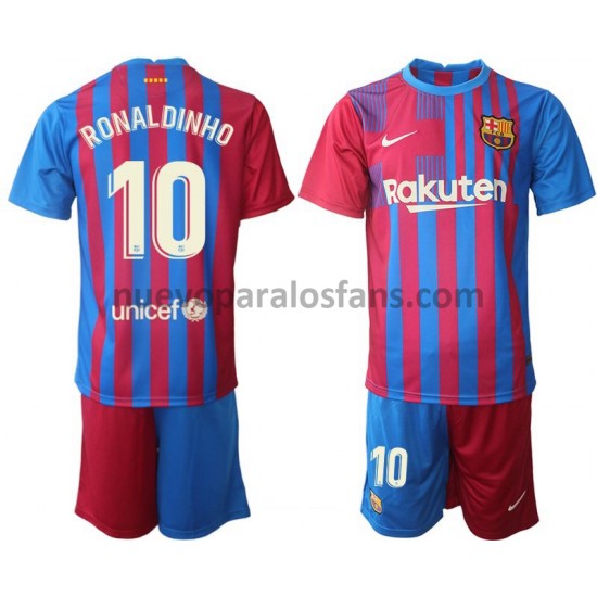 Camiseta de Fútbol FC Barcelona Ronaldinho 10 Niño Casa 2021-2022 Manga Corta