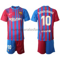 Camiseta de Fútbol FC Barcelona Ronaldinho 10 Niño Casa 2021-2022 Manga Corta