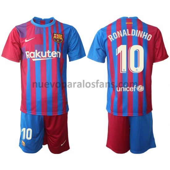 Camiseta de Fútbol FC Barcelona Ronaldinho 10 Niño Casa 2021-2022 Manga Corta