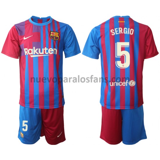 Camiseta de Fútbol FC Barcelona Sergio Busquets 5 Niño Casa 2021-2022 Manga Corta