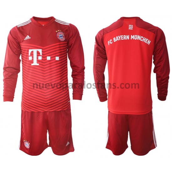 Camiseta de Fútbol Bayern de Múnich Niño Casa 2021-2022 Manga Larga