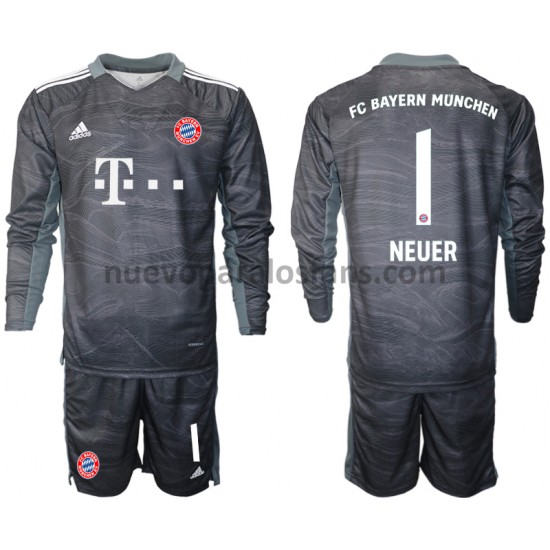Camiseta de Fútbol Bayern de Múnich Manuel Neuer 1 Portero Niño Exterior 2021-2022 Manga Larga
