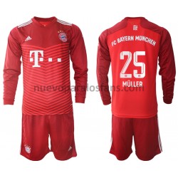 Camiseta de Fútbol Bayern de Múnich Thomas Muller 25 Niño Casa 2021-2022 Manga Larga