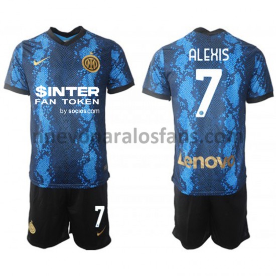 Camiseta de Fútbol Inter Milan Alexis Sanchez 7 Niño Casa 2021-2022 Manga Corta