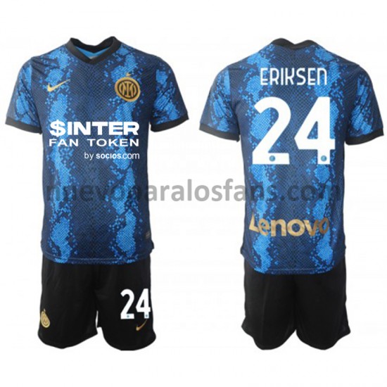 Camiseta de Fútbol Inter Milan Christian Eriksen 24 Niño Casa 2021-2022 Manga Corta