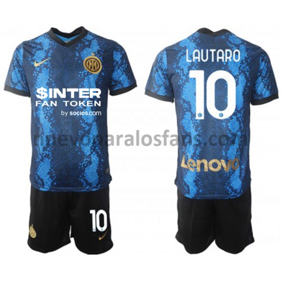 Camiseta de Fútbol Inter Milan Lautaro Martinez 10 Niño Casa 2021-2022 Manga Corta