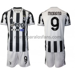 Camiseta de Fútbol Juventus Alvaro Morata 9 Niño Casa 2021-2022 Manga Corta