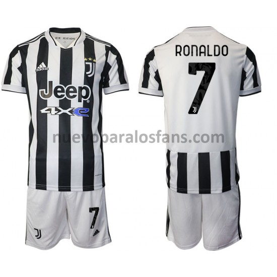 Camiseta de Fútbol Juventus Cristiano Ronaldo 7 Niño Casa 2021-2022 Manga Corta