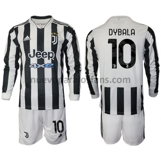 Camiseta de Fútbol Juventus Dybala 10 Niño Casa 2021-2022 Manga Larga