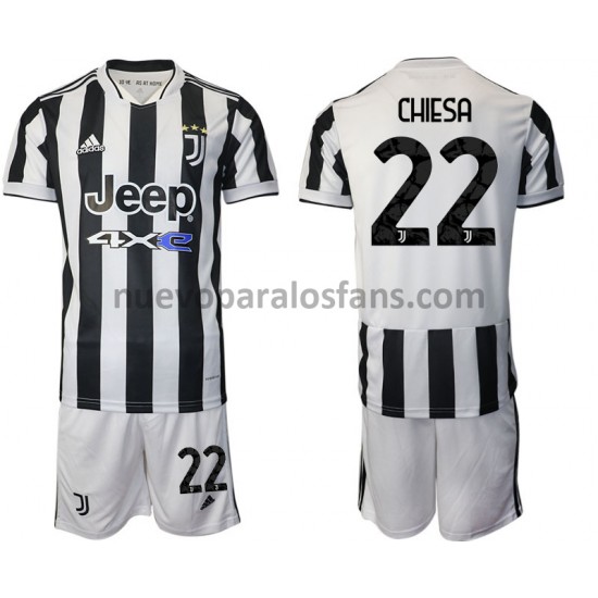 Camiseta de Fútbol Juventus Federico Chiesa 22 Niño Casa 2021-2022 Manga Corta