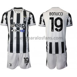 Camiseta de Fútbol Juventus Leonardo Bonucci 19 Niño Casa 2021-2022 Manga Corta