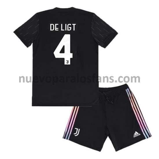 Camiseta de Fútbol Juventus Matthijs de Ligt 4 Niño Exterior 2021-2022 Manga Corta