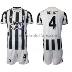 Camiseta de Fútbol Juventus Matthijs de Ligt 4 Niño Casa 2021-2022 Manga Corta