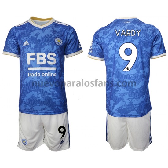 Camiseta de Fútbol Leicester City Jamie Vardy 9 Niño Casa 2021-2022 Manga Corta