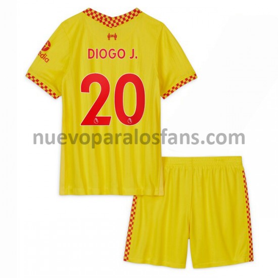 Camiseta de Fútbol Liverpool Diogo Jota 20 Niño Tercera 2021-2022 Manga Corta