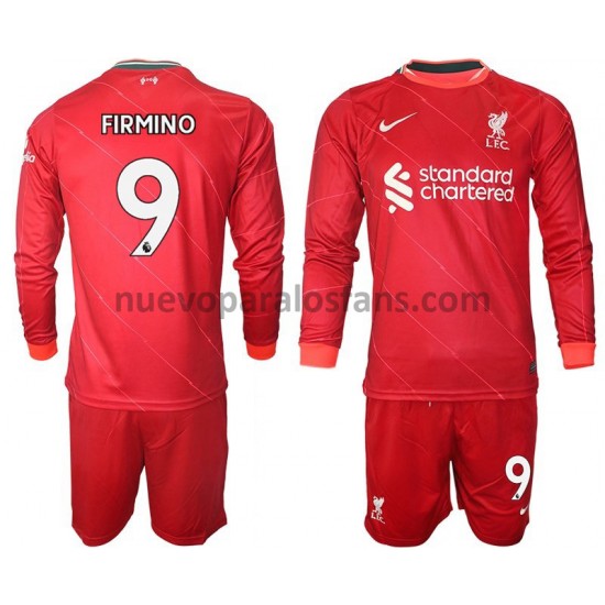 Camiseta de Fútbol Liverpool FIRMINO 9 Niño Casa 2021-2022 Manga Larga