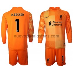 Camiseta de Fútbol Liverpool Portero A.BECKER 1 Niño Cuarto 2021-2022 Manga Larga