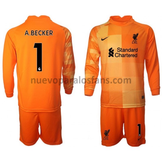 Camiseta de Fútbol Liverpool Portero A.BECKER 1 Niño Cuarto 2021-2022 Manga Larga