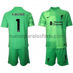 Camiseta de Fútbol Liverpool Portero Alisson Becker 1 Niño Casa 2021-2022 Manga Corta