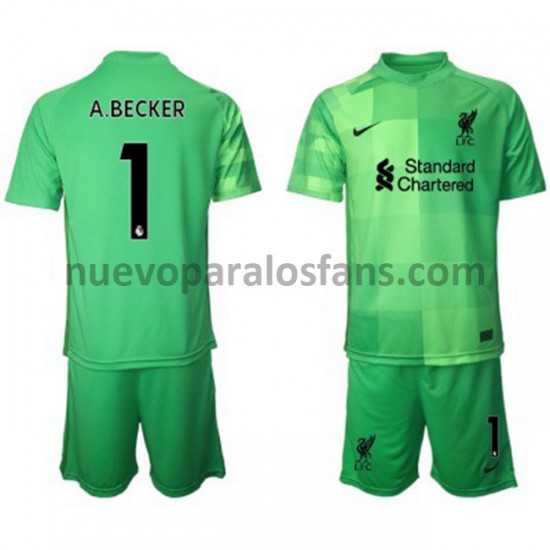 Camiseta de Fútbol Liverpool Portero Alisson Becker 1 Niño Casa 2021-2022 Manga Corta