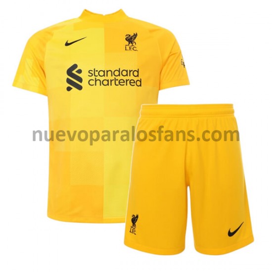 Camiseta de Fútbol Liverpool Portero Niño Exterior 2021-2022 Manga Corta