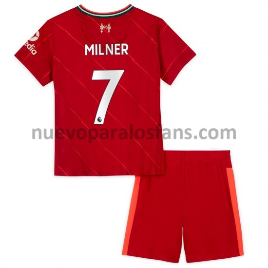 Camiseta de Fútbol Liverpool James Milner 7 Niño Casa 2021-2022 Manga Corta