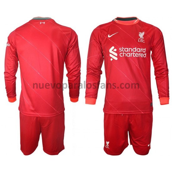 Camiseta de Fútbol Liverpool Niño Casa 2021-2022 Manga Larga