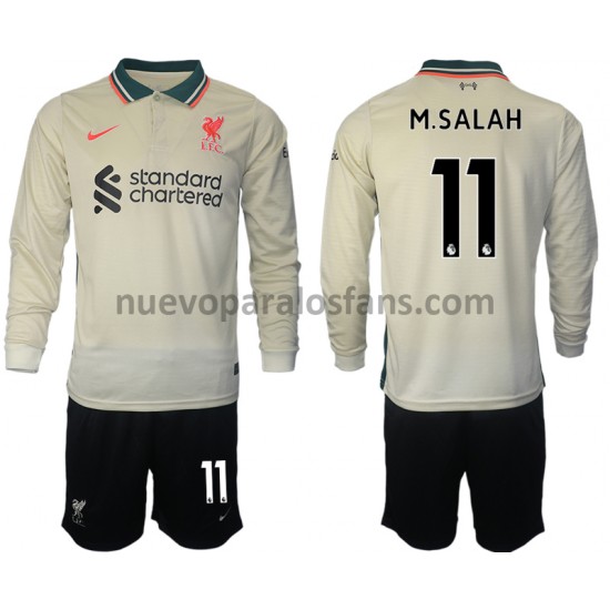 Camiseta de Fútbol Liverpool M.Salah 11 Niño Exterior 2021-2022 Manga Larga