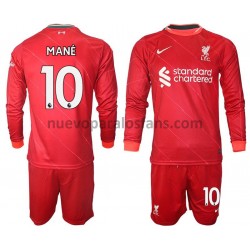 Camiseta de Fútbol Liverpool Mane 10 Niño Casa 2021-2022 Manga Larga