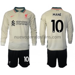 Camiseta de Fútbol Liverpool Sadio Mane 10 Niño Exterior 2021-2022 Manga Larga