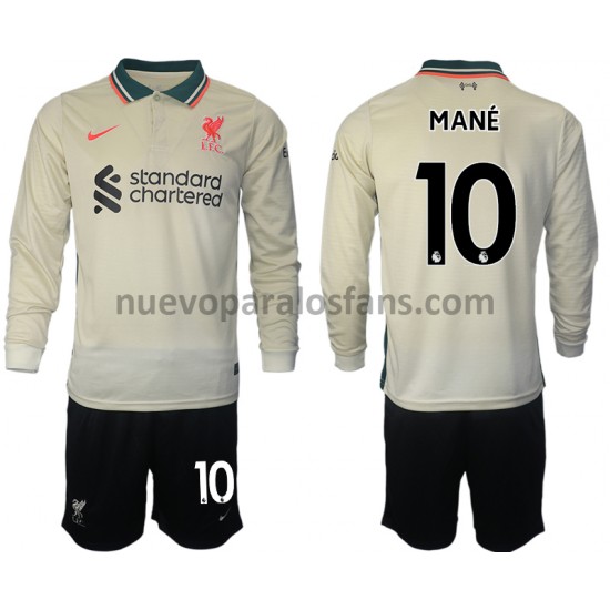 Camiseta de Fútbol Liverpool Sadio Mane 10 Niño Exterior 2021-2022 Manga Larga