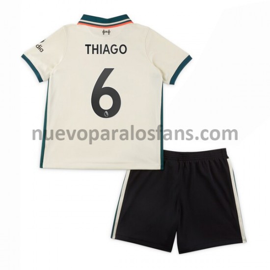 Camiseta de Fútbol Liverpool Thiago Alcantara 6 Niño Exterior 2021-2022 Manga Corta