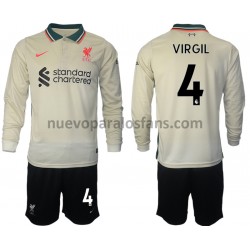 Camiseta de Fútbol Liverpool Virgil van Dijk 4 Niño Exterior 2021-2022 Manga Larga
