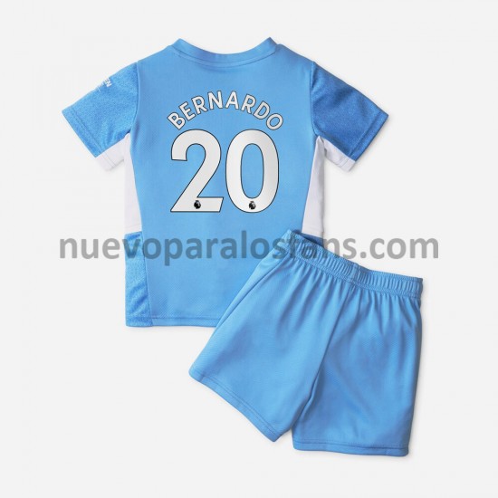 Camiseta de Fútbol Manchester City Bernardo Silva 20 Niño Casa 2021-2022 Manga Corta